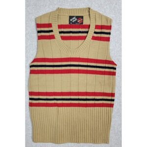 Vintage 1970s-1980s Grubb Stuff‎ Robert Bruce Brown Striped Sweater Vest USA 16